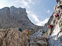 Crossing through the Ellmauer Tor via Eggersteig trail